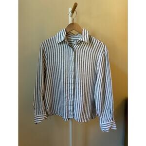 Reformation Striped Linen Button-Up Shirt, Size XS